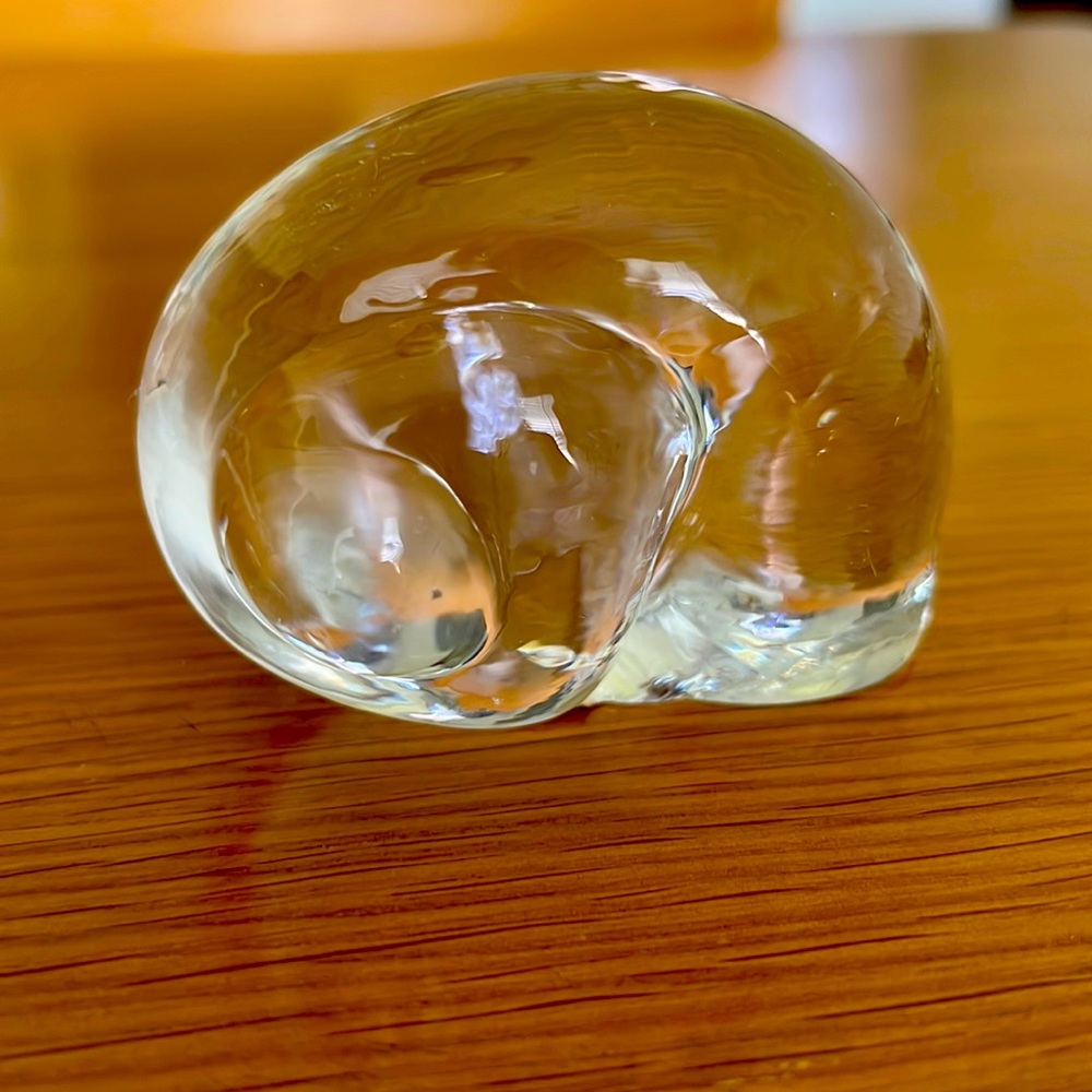 Pier 1 shell shaped paperweight clear 3”